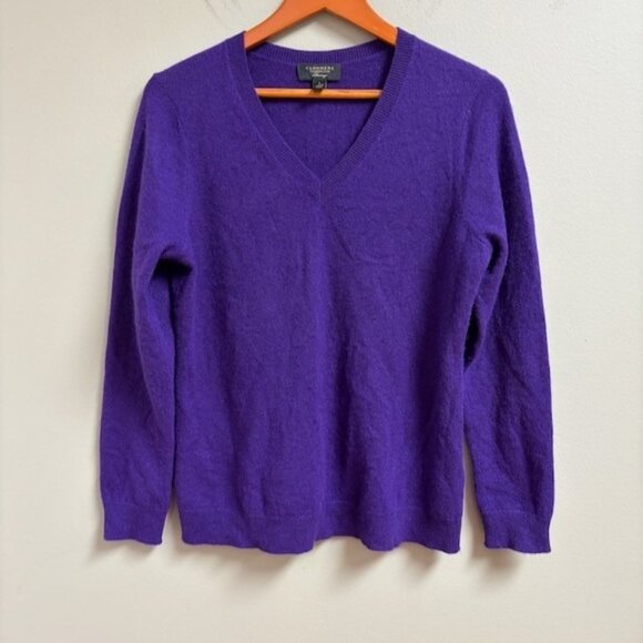 Charter Club Luxury Cashmere Sweater Large Purple Quiet Luxury Minimalist Preppy - Picture 1 of 8